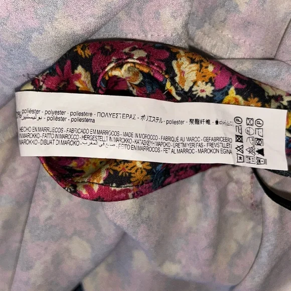 ZARA Floral Black and Pink Ruched Slit Women's Skirt - Picture 9 of 10